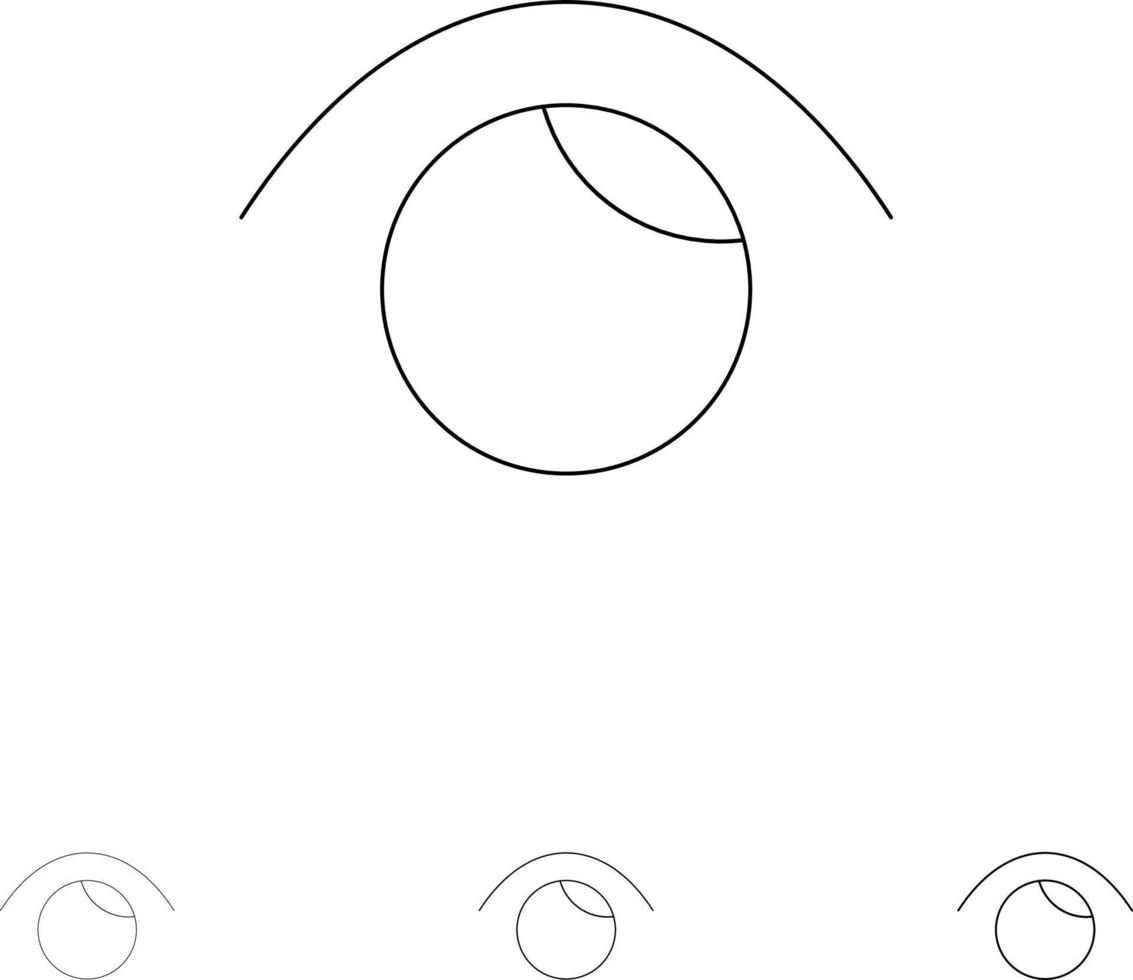 Eye View Watch Twitter Bold and thin black line icon set vector