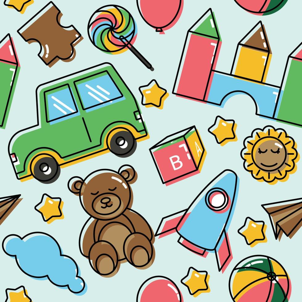 Toy Children Kid Seamless Pattern Colorful Background vector