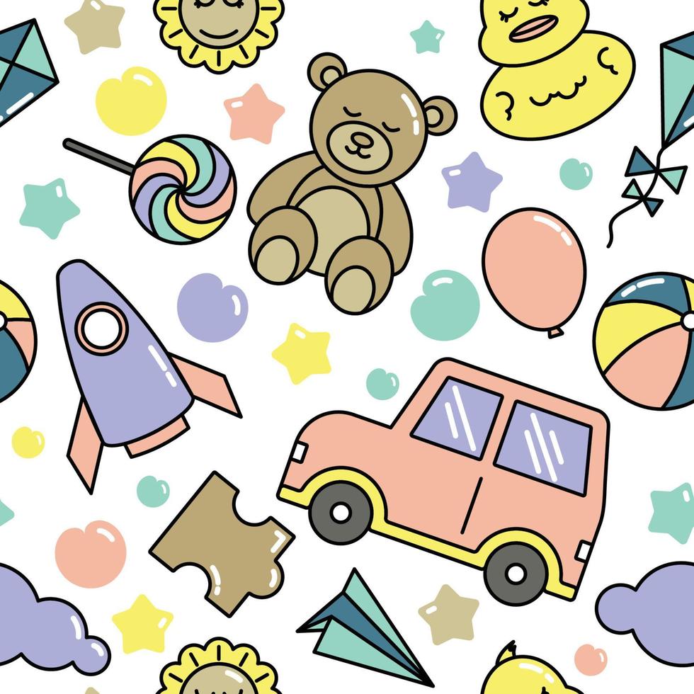 Toy Children Kid Seamless Pattern Colorful Background vector