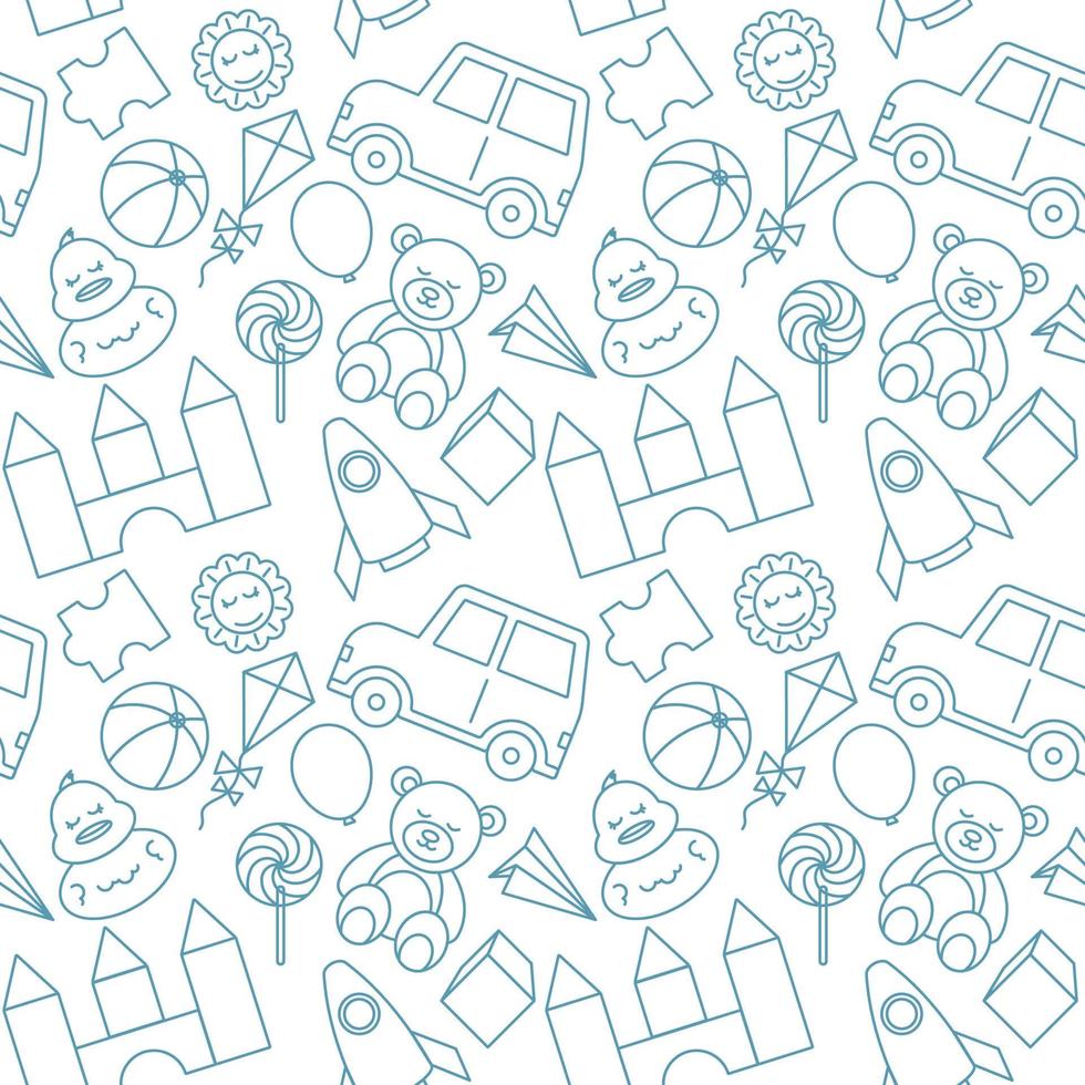 Toy Children Kid Seamless Pattern Outline Background vector