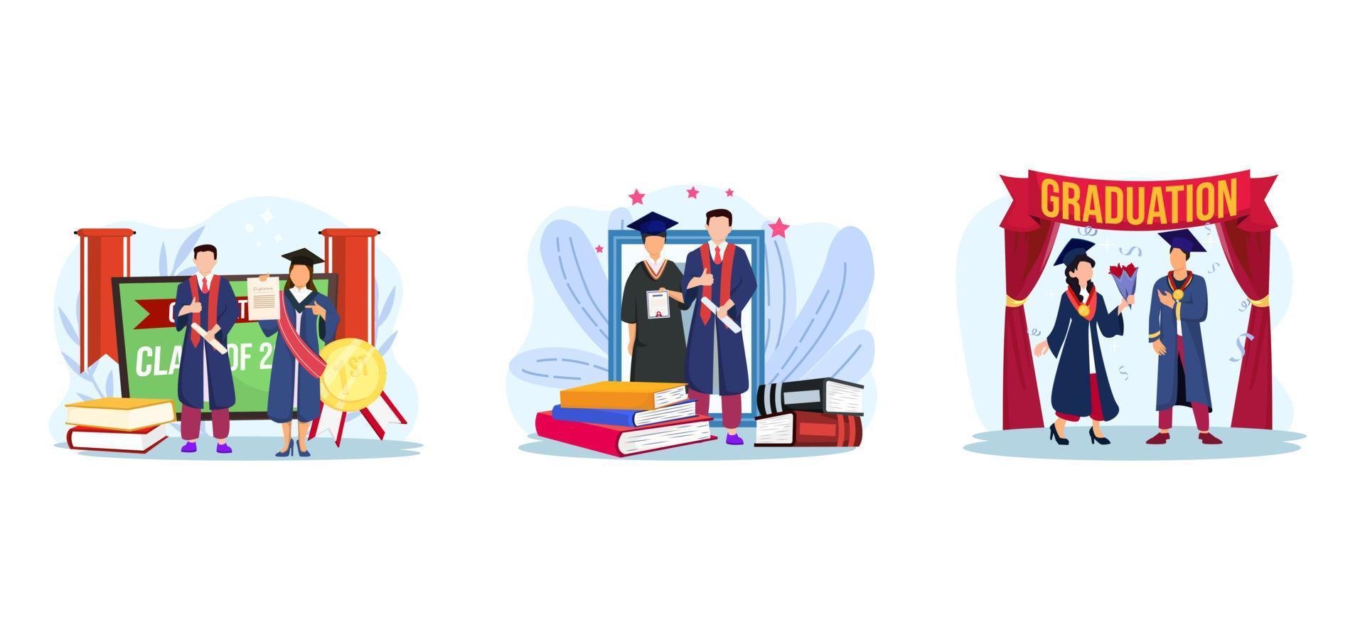 Graduation with Family Flat Bundle Design vector
