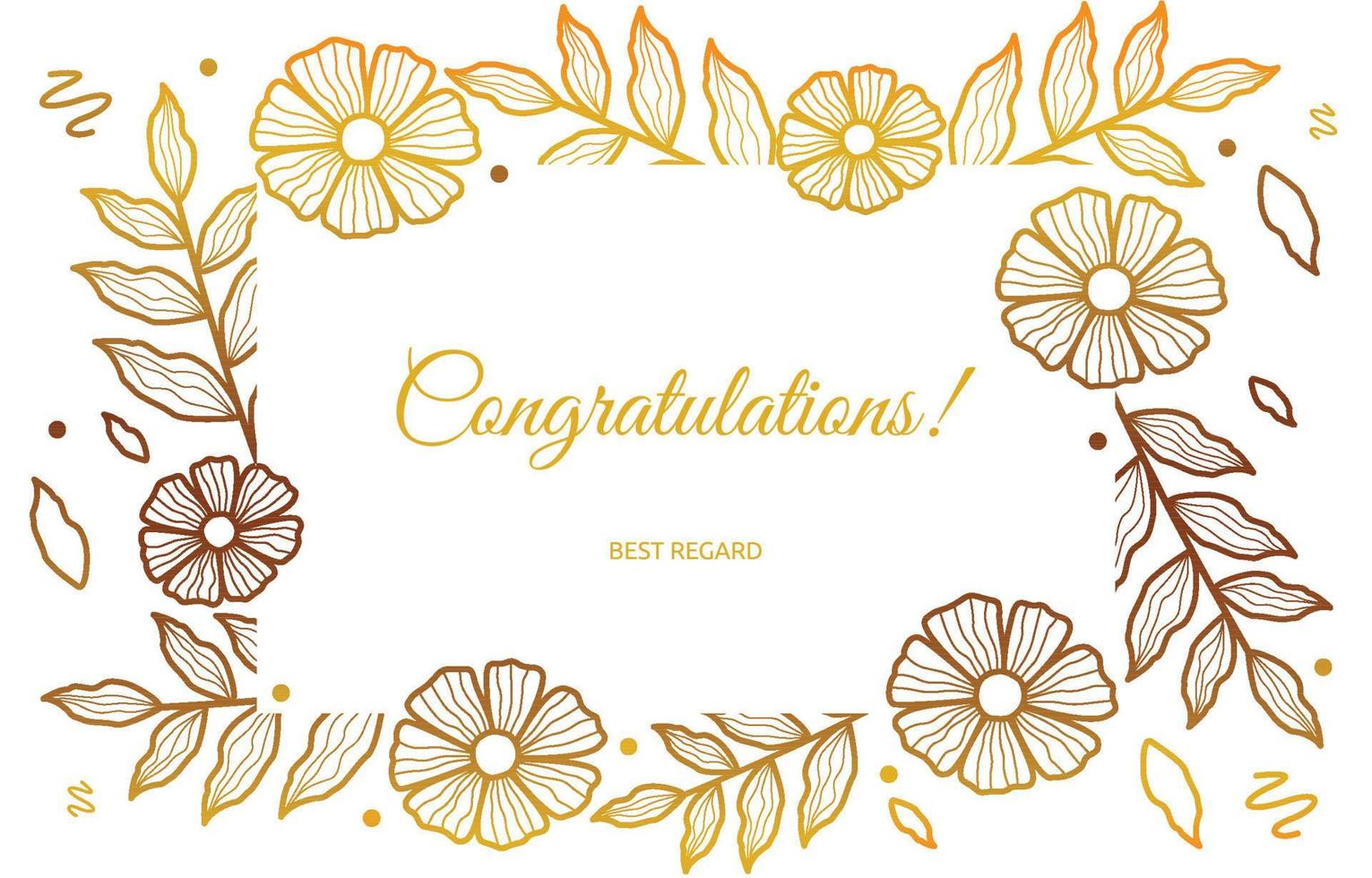 Congratulations Card Career Job Promotion Golden Flower Floral vector