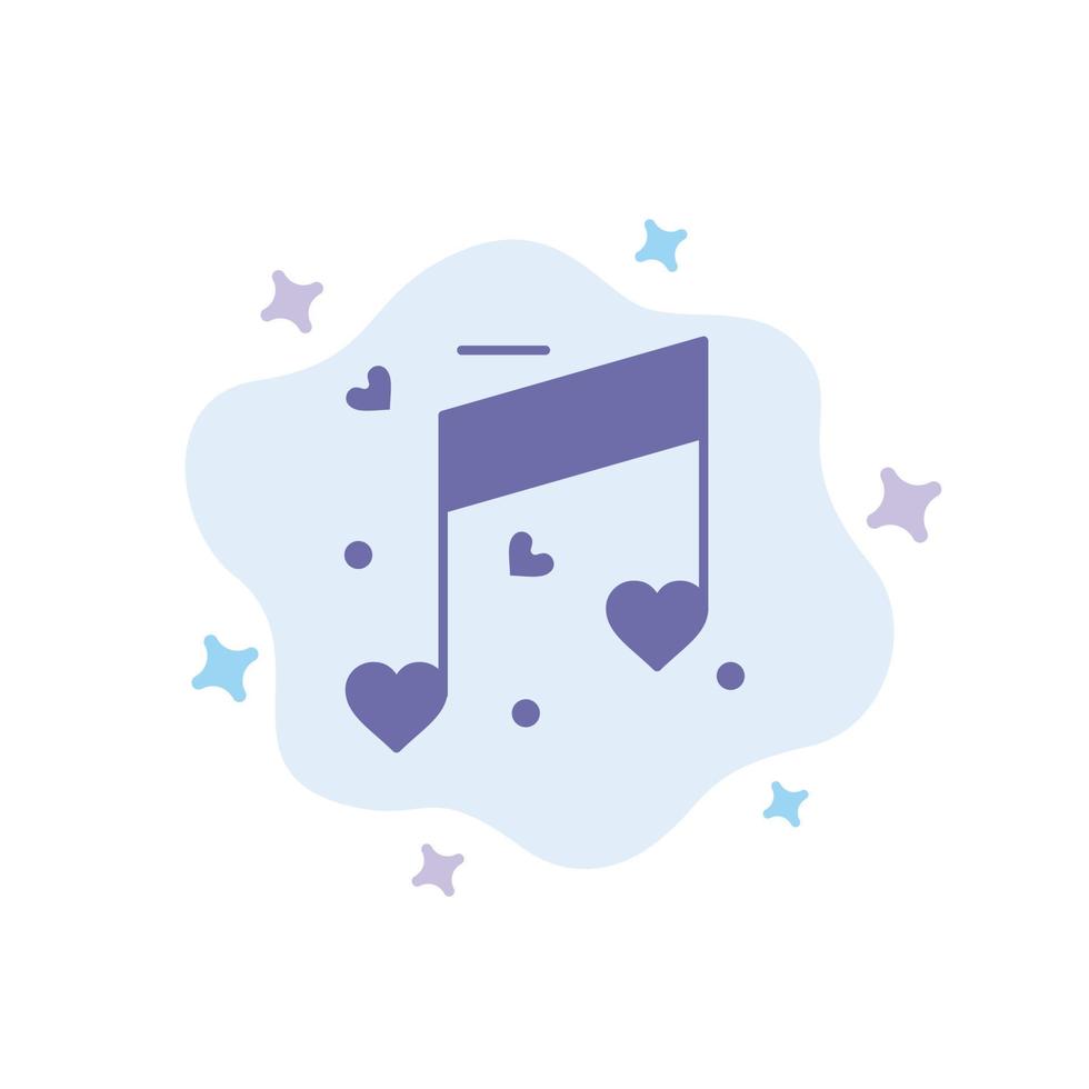 Music Love Heart Wedding Blue Icon on Abstract Cloud Background vector