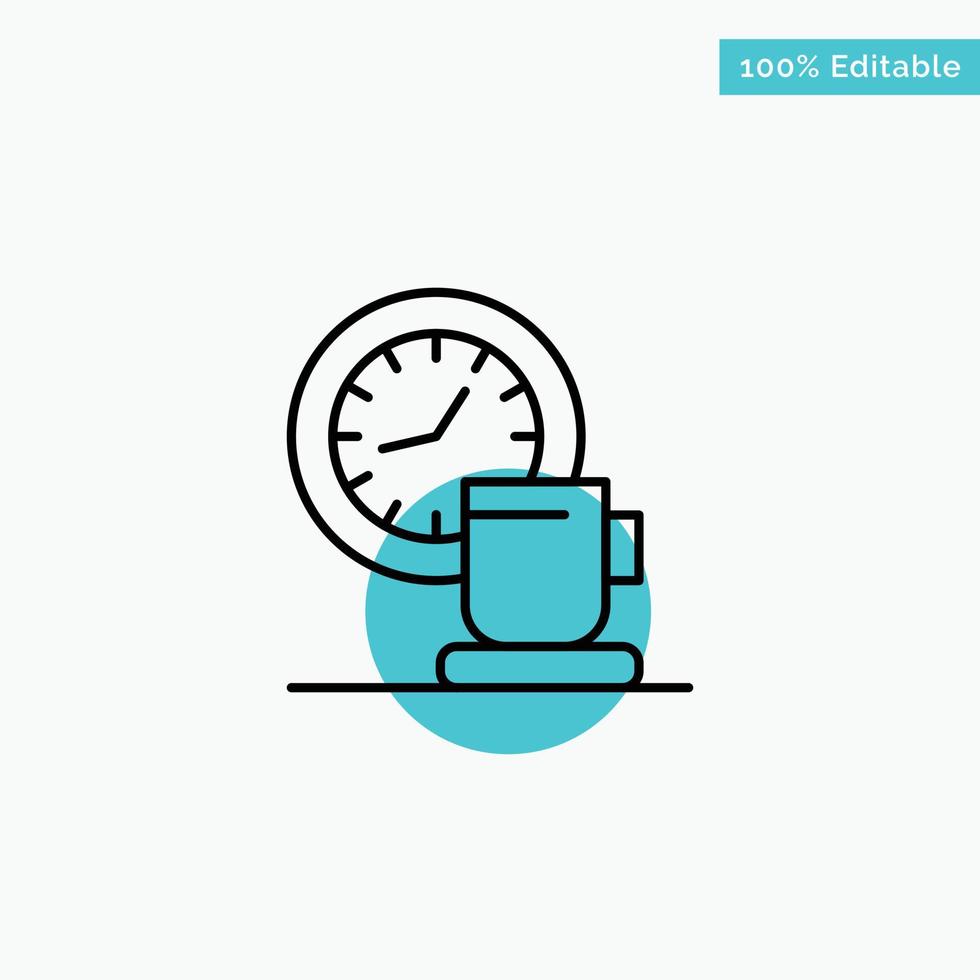 Coffee Break Cup Time Event turquoise highlight circle point Vector icon