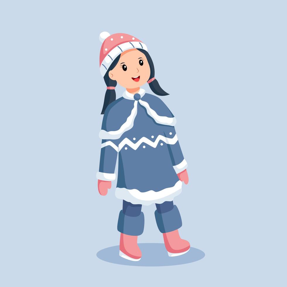 Winter Little Girl Character Design Illustration vector