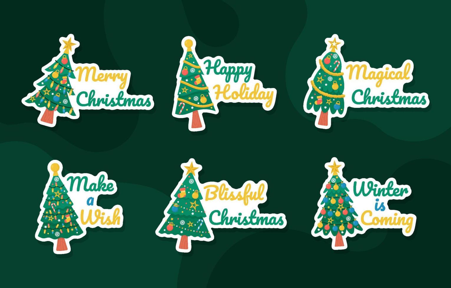 Christmas Tree Stickers Set vector