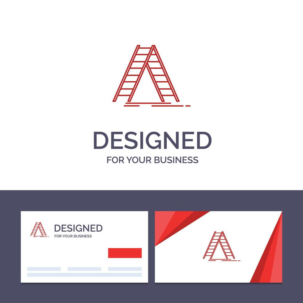 Ilustración de vector de reparación de construcción de edificio de escalera de plantilla de logotipo y tarjeta de visita creativa