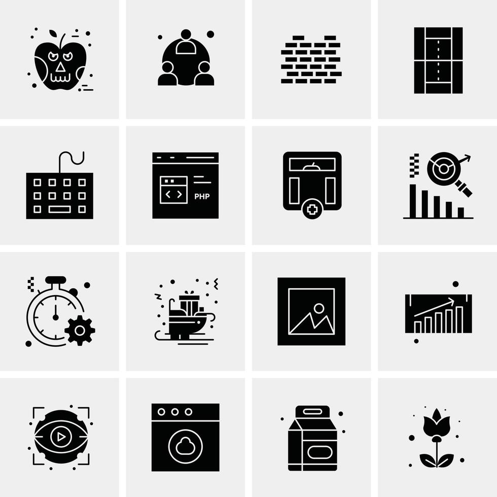 16 iconos de negocios universales vector ilustración de icono creativo para usar en proyectos relacionados con la web y dispositivos móviles