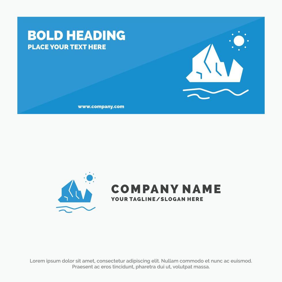 Ecology Environment Ice Iceberg Melting SOlid Icon Website Banner and Business Logo Template vector
