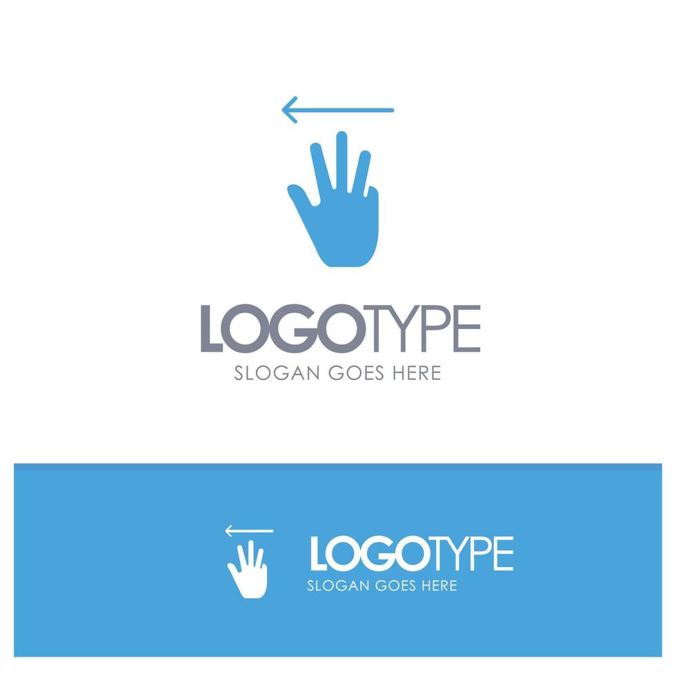 Hand Hand Cursor Up Left Blue Solid Logo with place for tagline vector