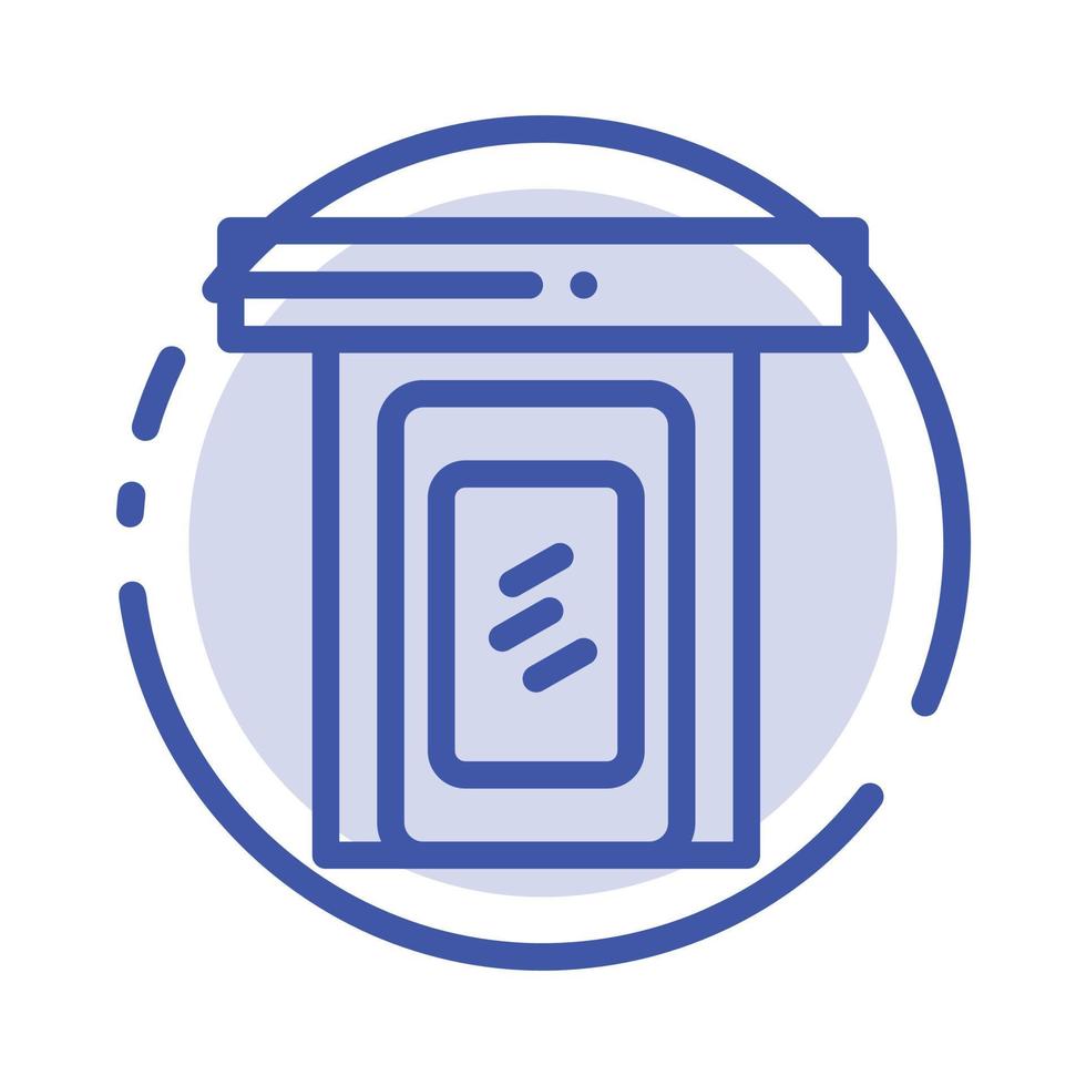 Rainy Cloud Door Home Blue Dotted Line Line Icon vector