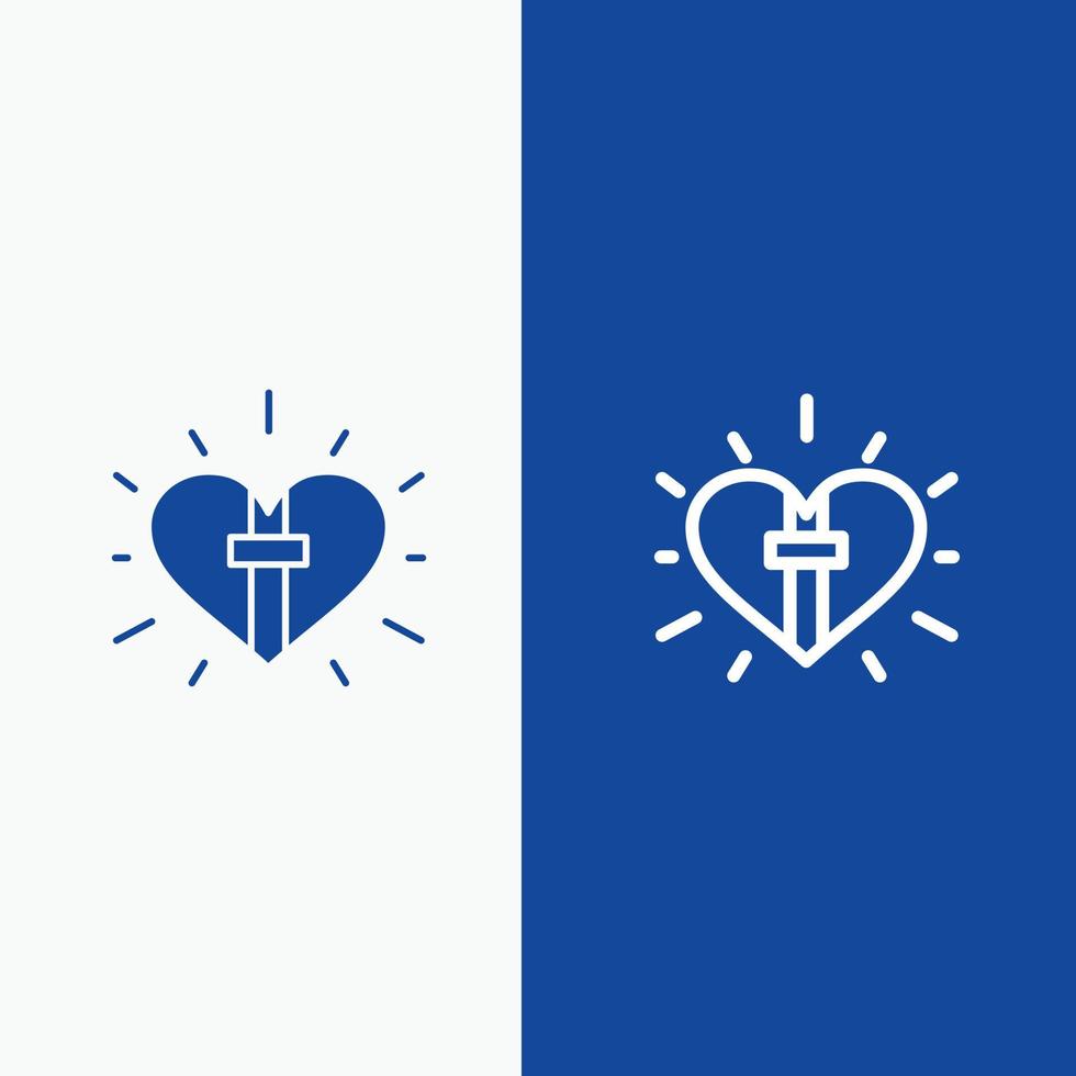 Love Heart Celebration Christian Easter Line and Glyph Solid icon Blue banner Line and Glyph Solid i vector