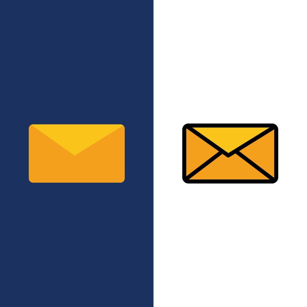 Mail Email User Interface  Icons Flat and Line Filled Icon Set Vector Blue Background