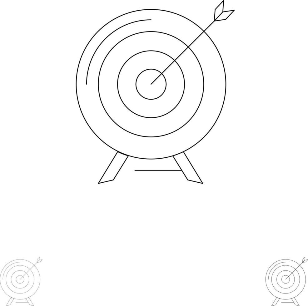 Target Aim Archive Business Goal Mission Success Bold and thin black line icon set vector