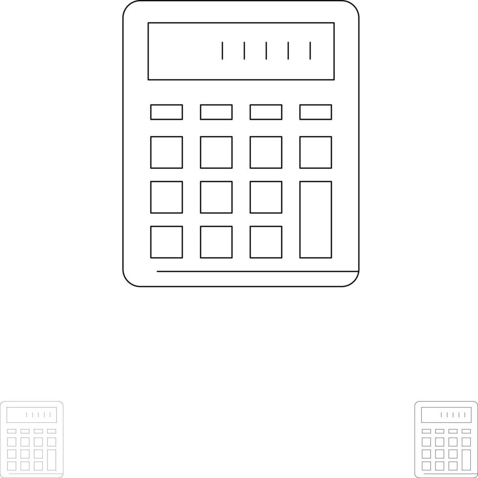 Calculator Accounting Business Calculate Financial Math Bold and thin black line icon set vector