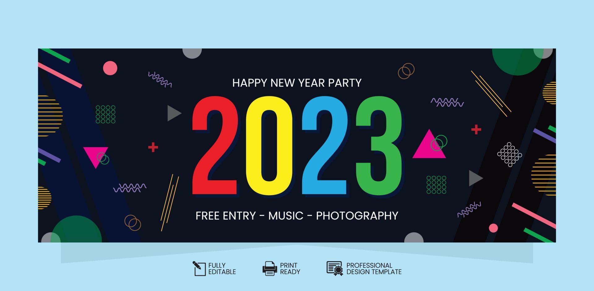 Happy New Year 2023 Background Design Template vector