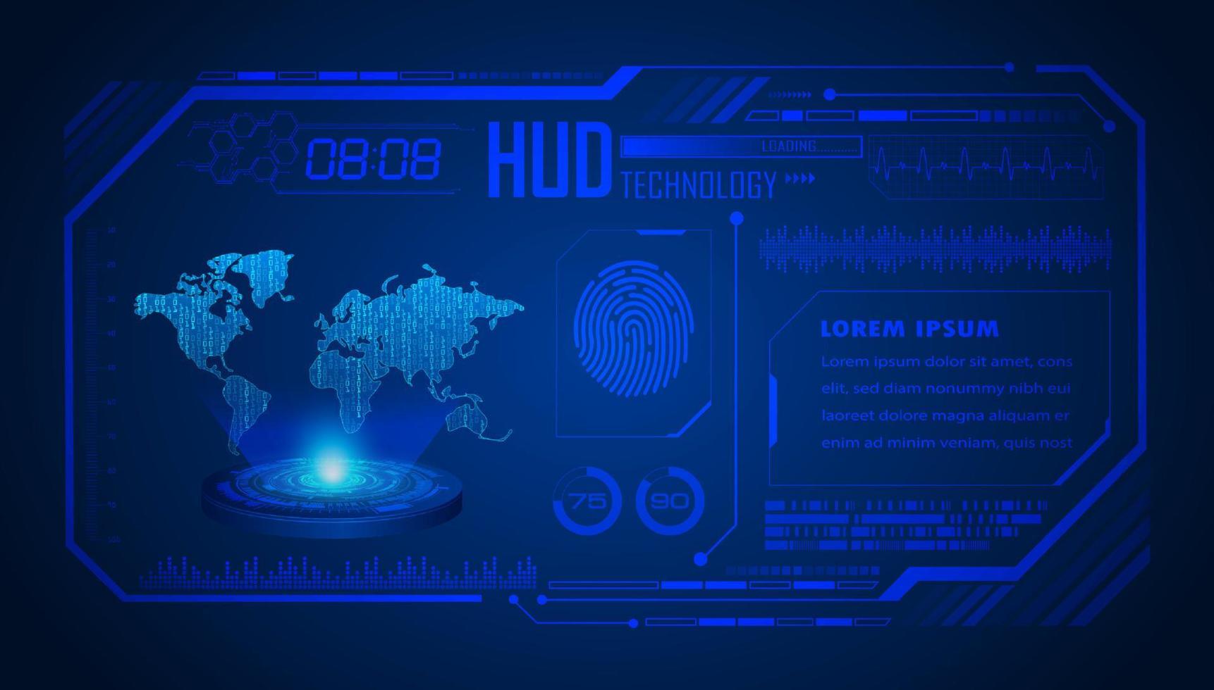 Modern HUD Technology World Map Screen Background vector