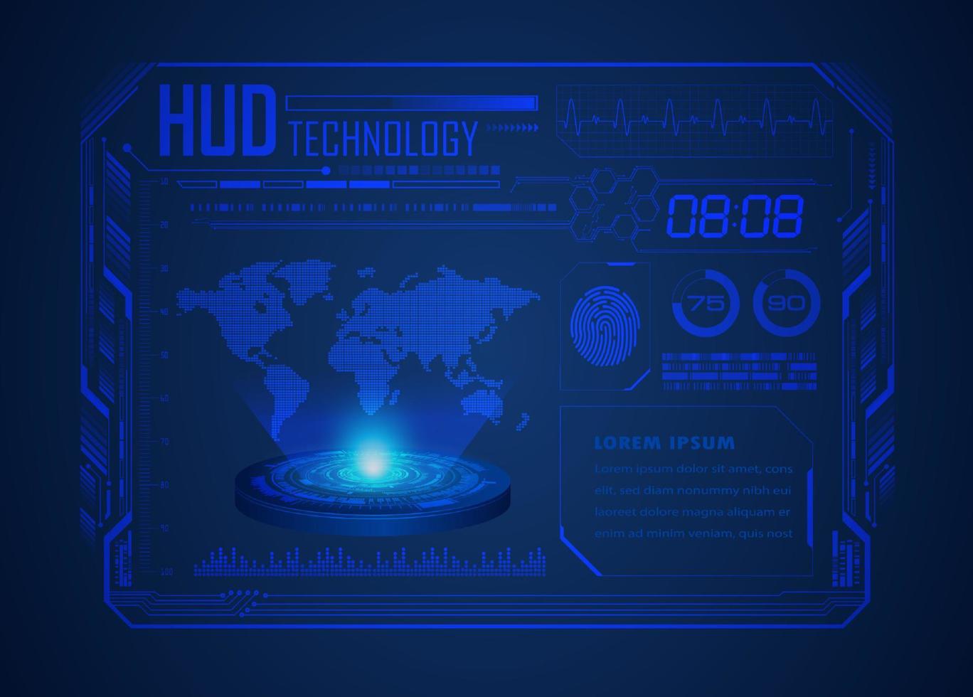 Modern HUD Technology World Map Screen Background vector