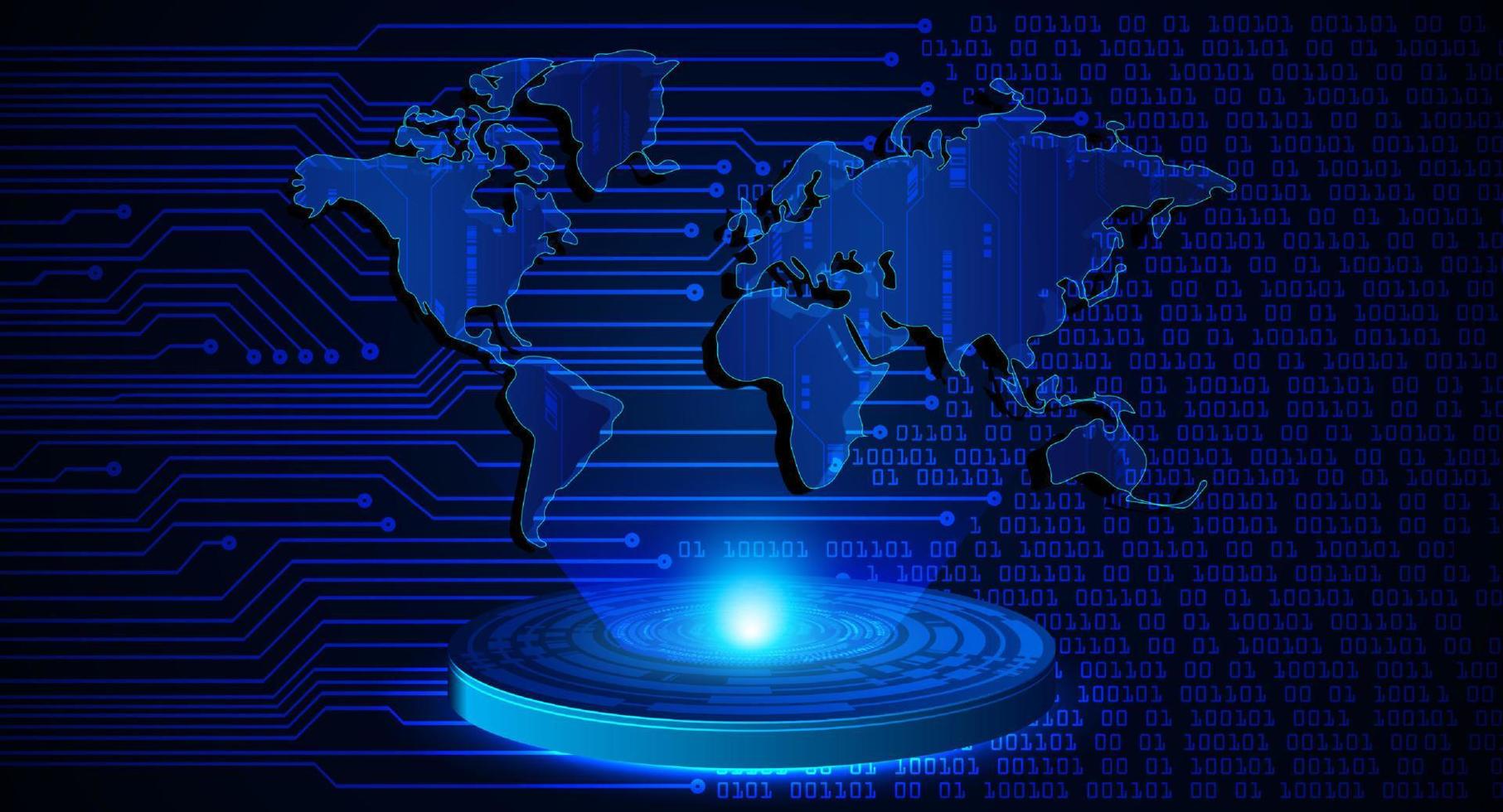 Modern World Map Holographic Projector on Technology Background vector