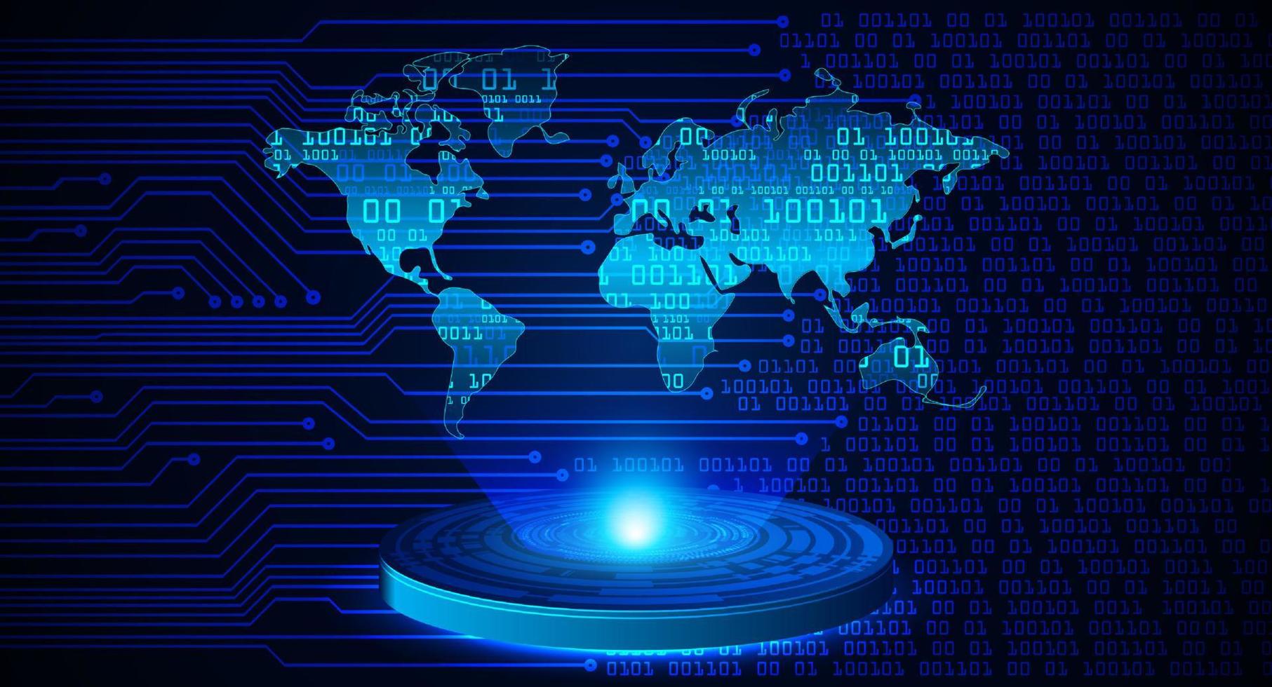 proyector holográfico de mapa del mundo moderno sobre fondo de tecnología vector