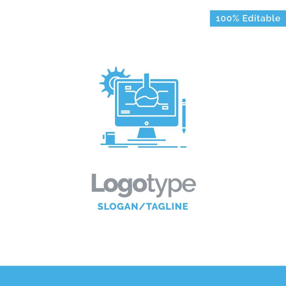 Chemical Experiment It Technology Blue Solid Logo Template Place for Tagline vector