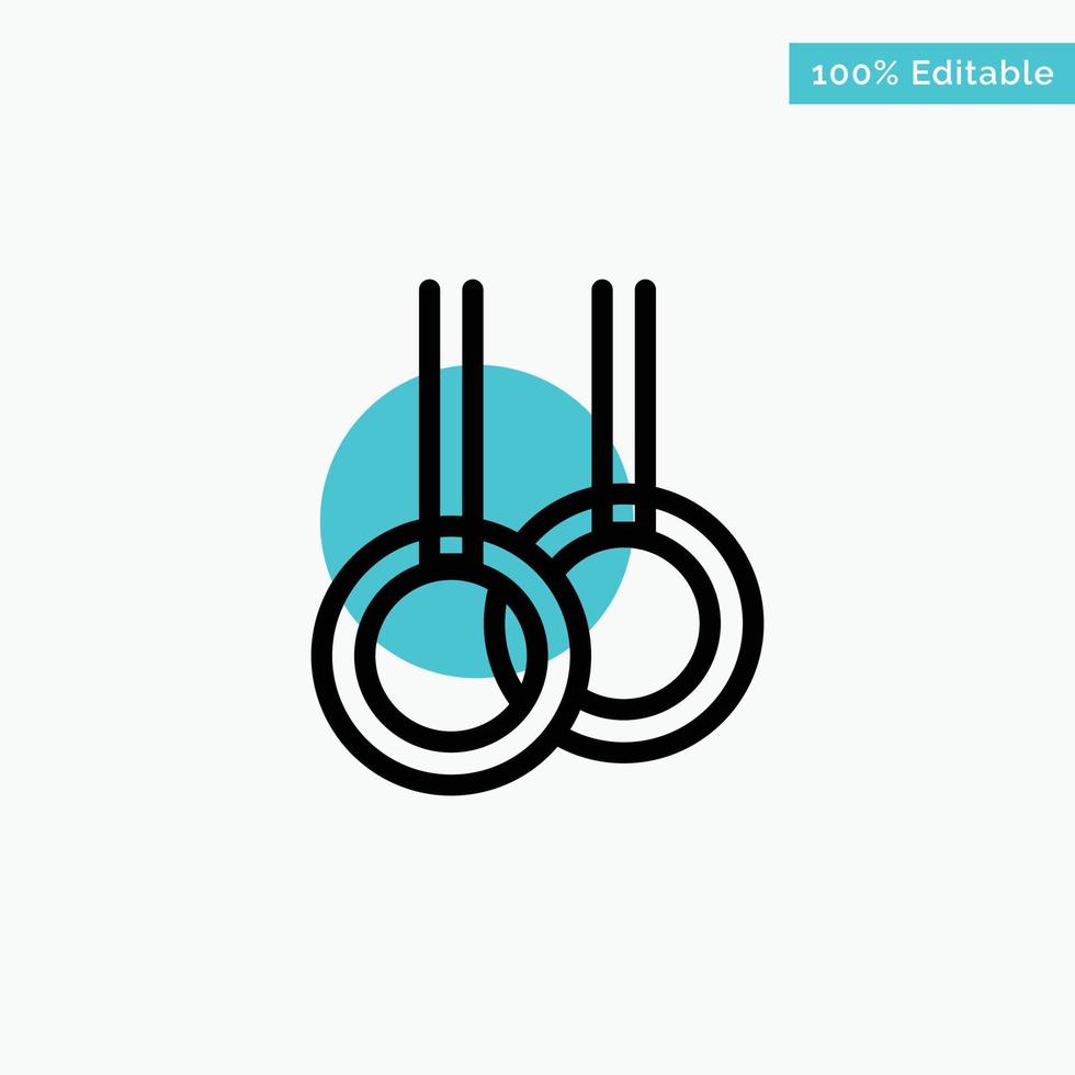 Athletic Gymnastics Rings turquoise highlight circle point Vector icon