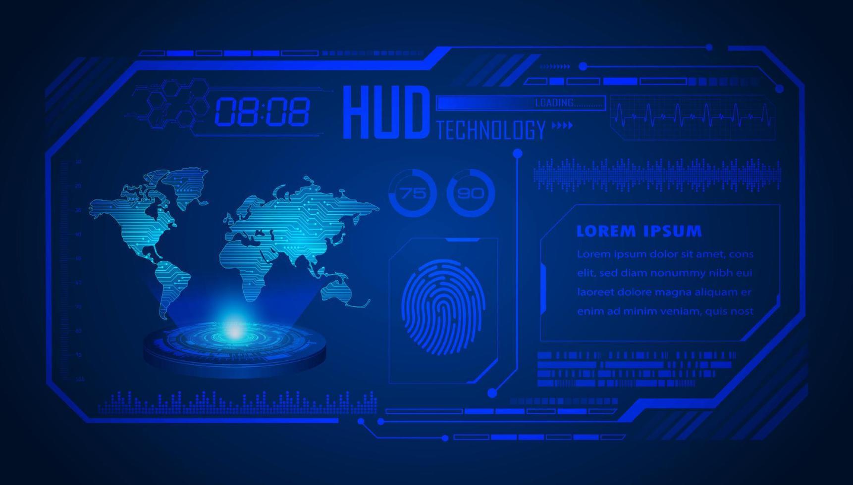 Modern HUD Technology World Map Screen Background vector