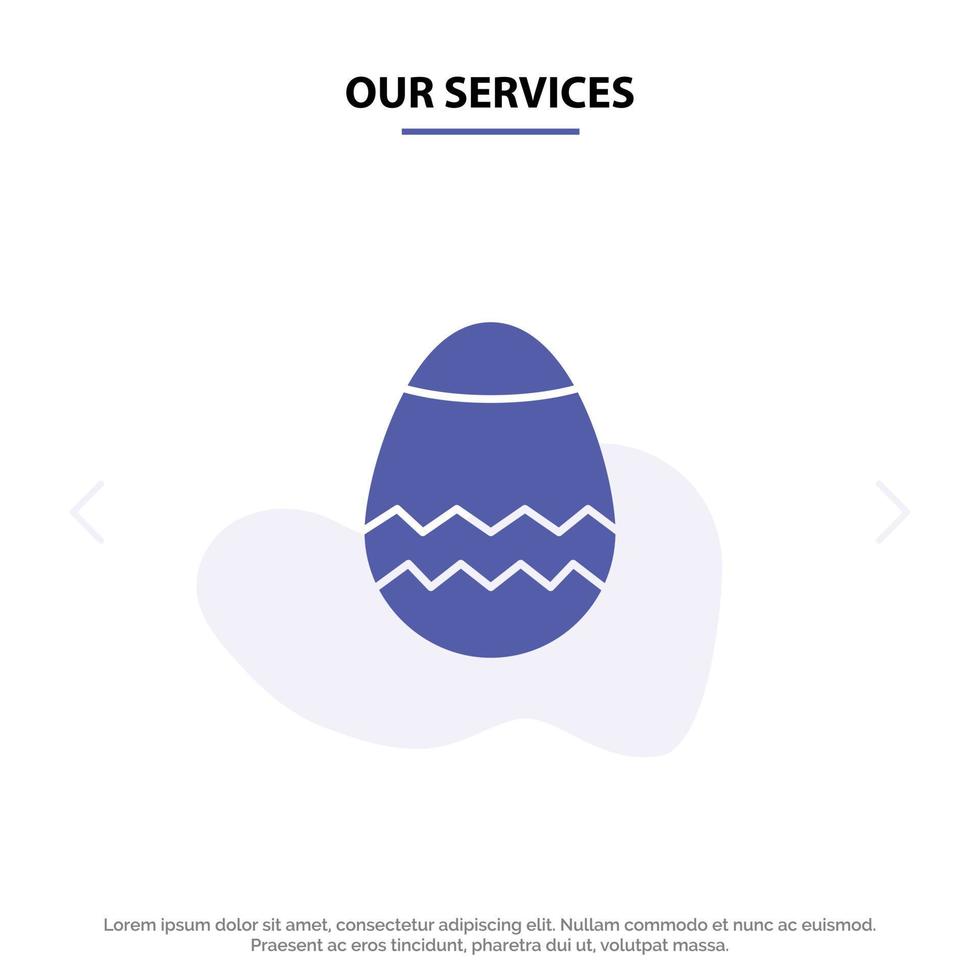 Our Services Easter Egg Spring Solid Glyph Icon Web card Template vector