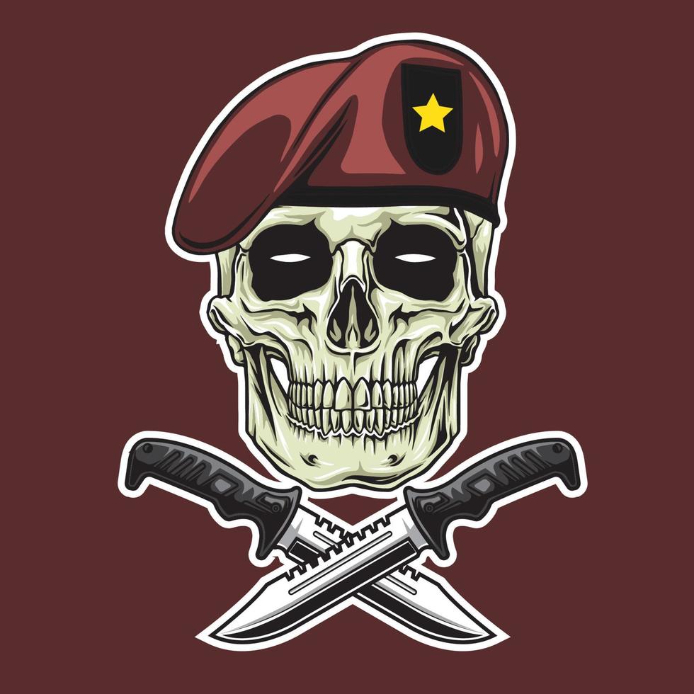 symbol military skull in the red beground vector