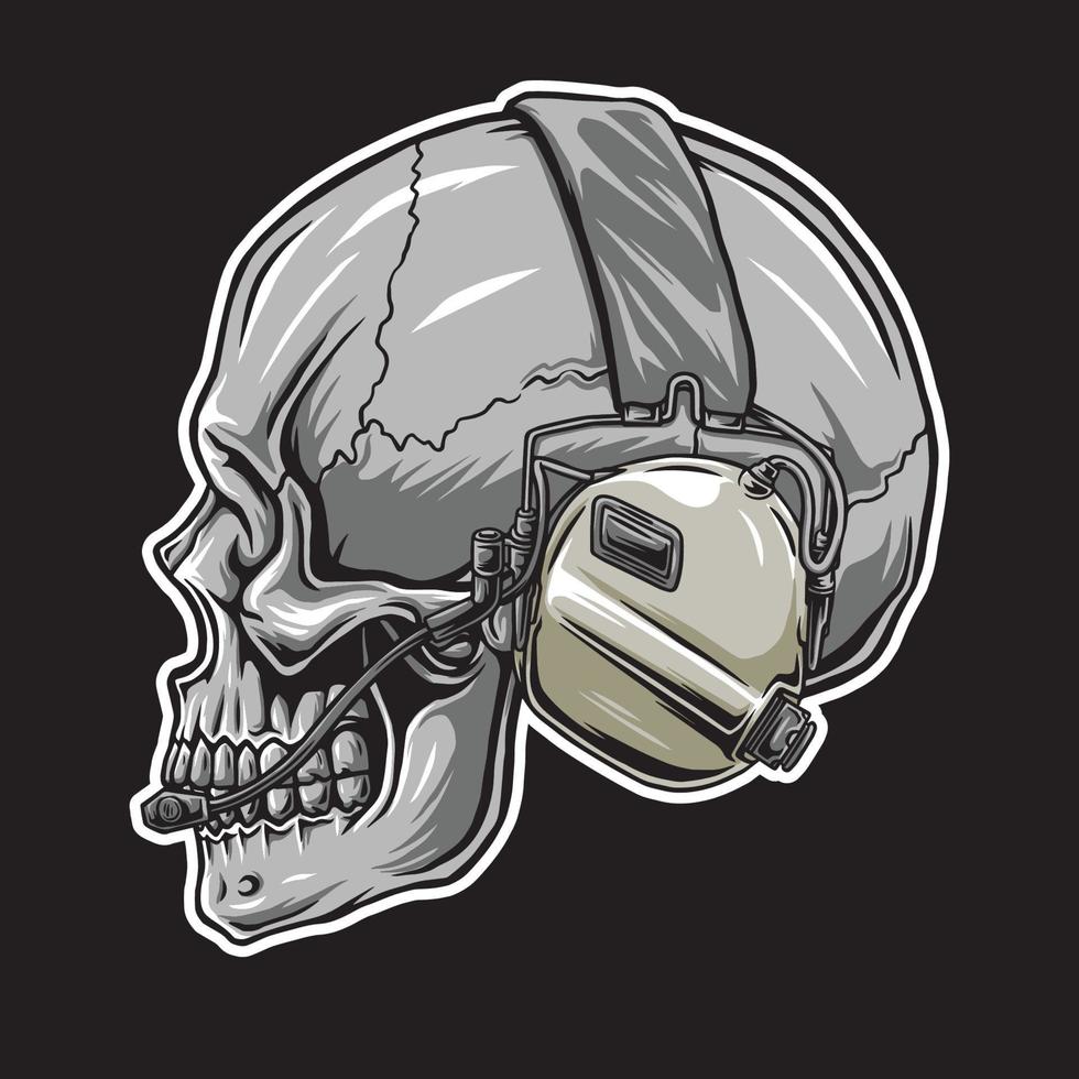 tactical head skull vector, in the dark beground vector