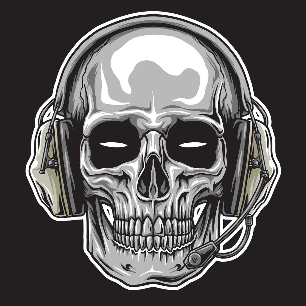 tactical head skull vector, in the dark beground vector