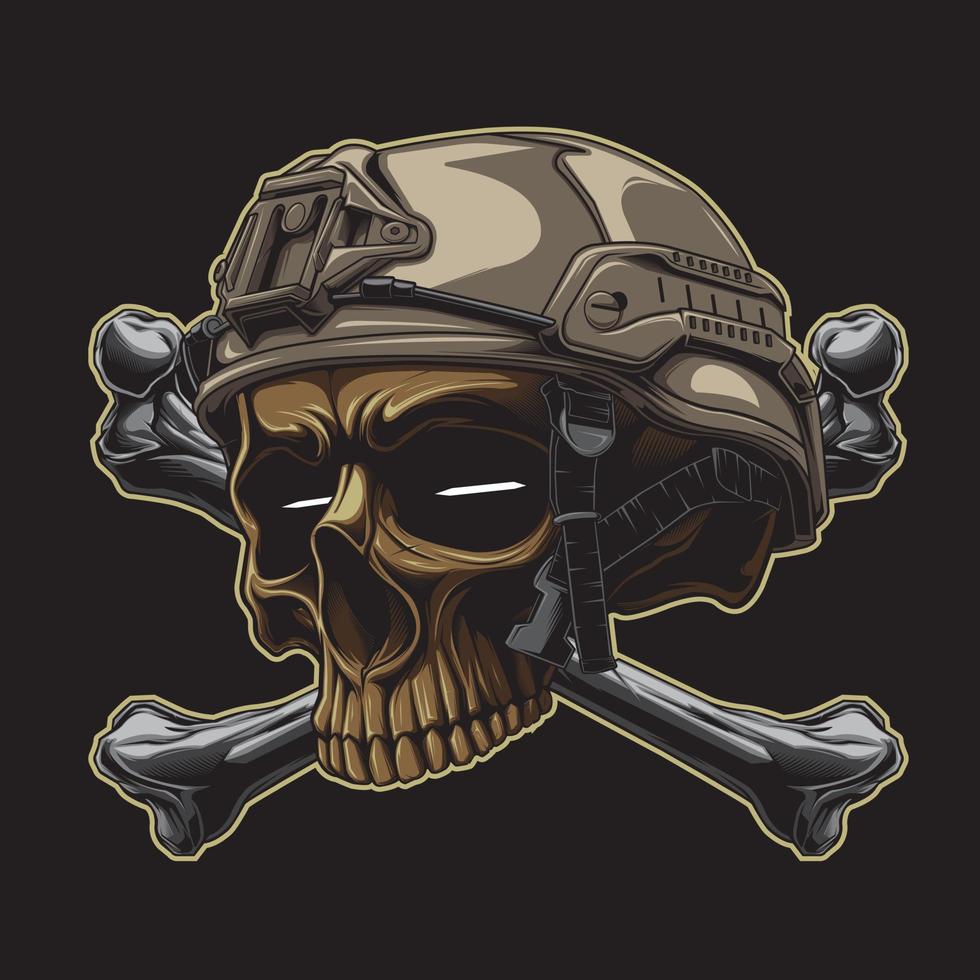 design illustration tactical skull in the dark beground vector