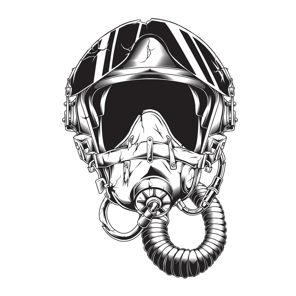 militar de la fuerza aérea del casco blanco y negro vector