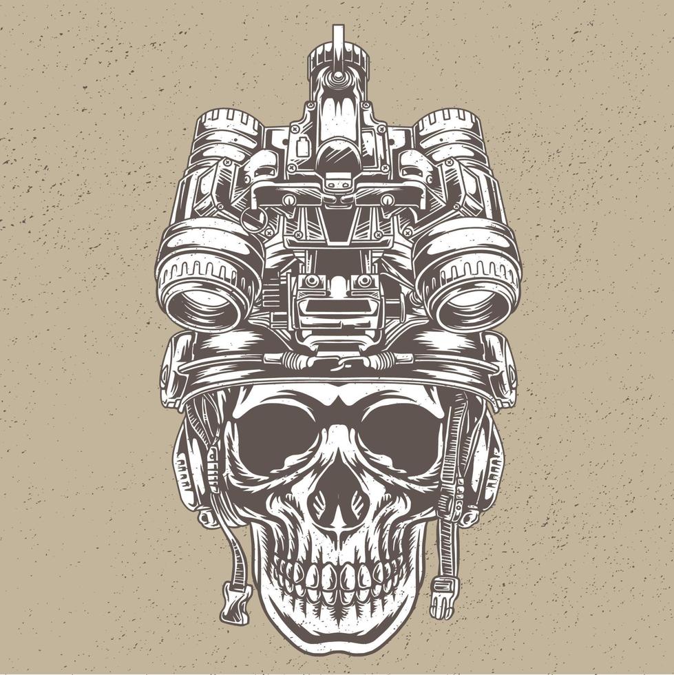 diseño de calavera con casco militar táctico vector