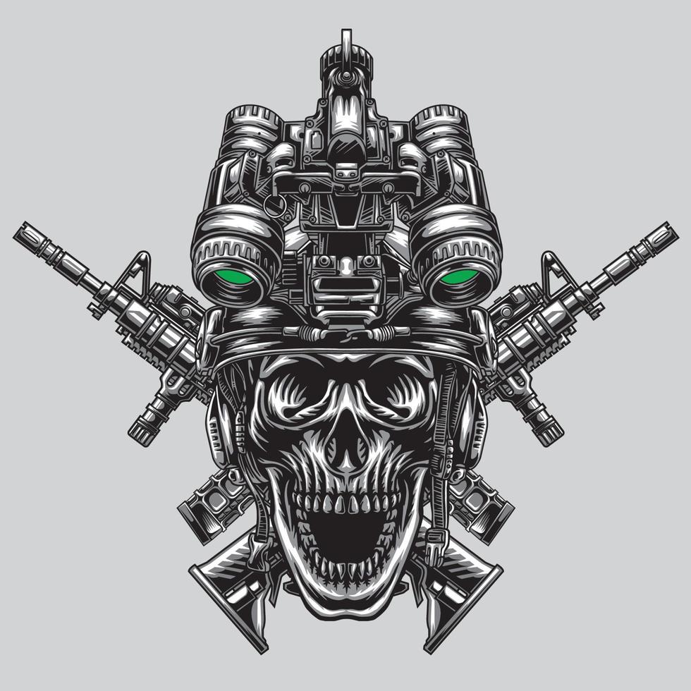 The skull uses a special tactical helmet and weapons vector