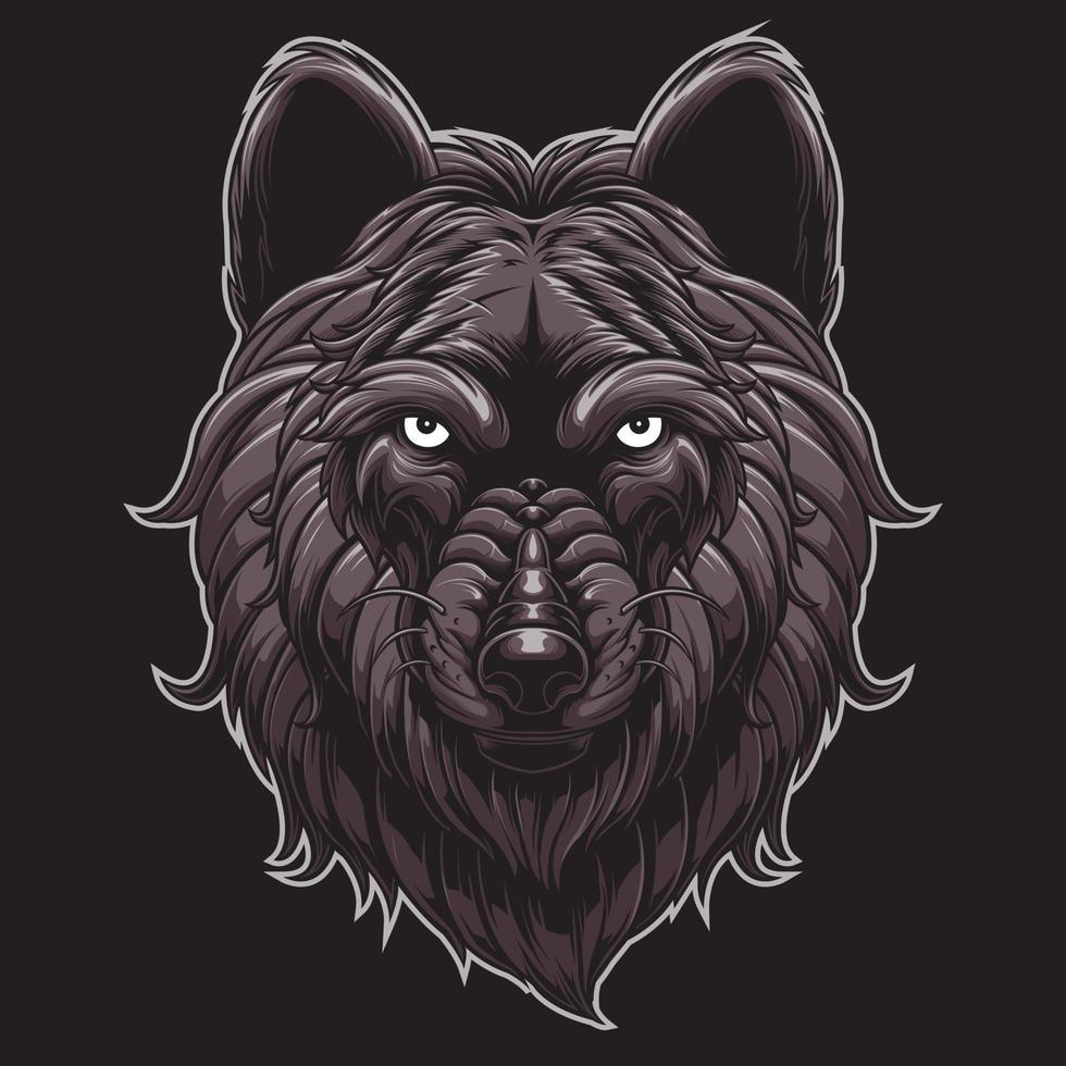 design vector head wolf in the dark beground