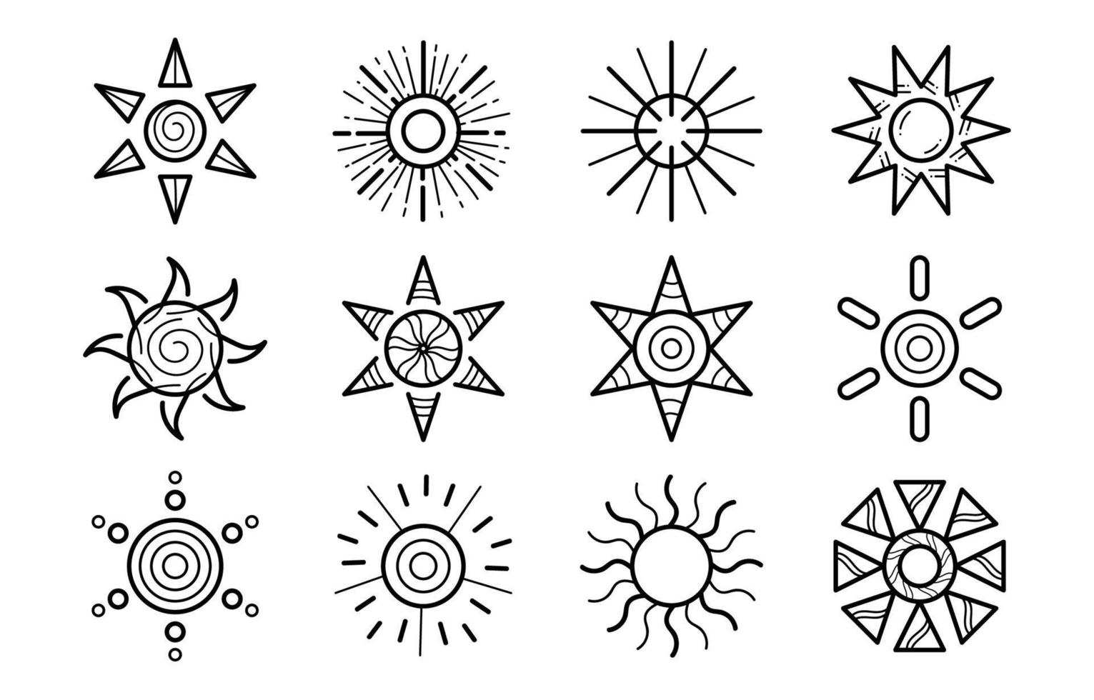 Expressive Sun Icon Doodle Sketch vector
