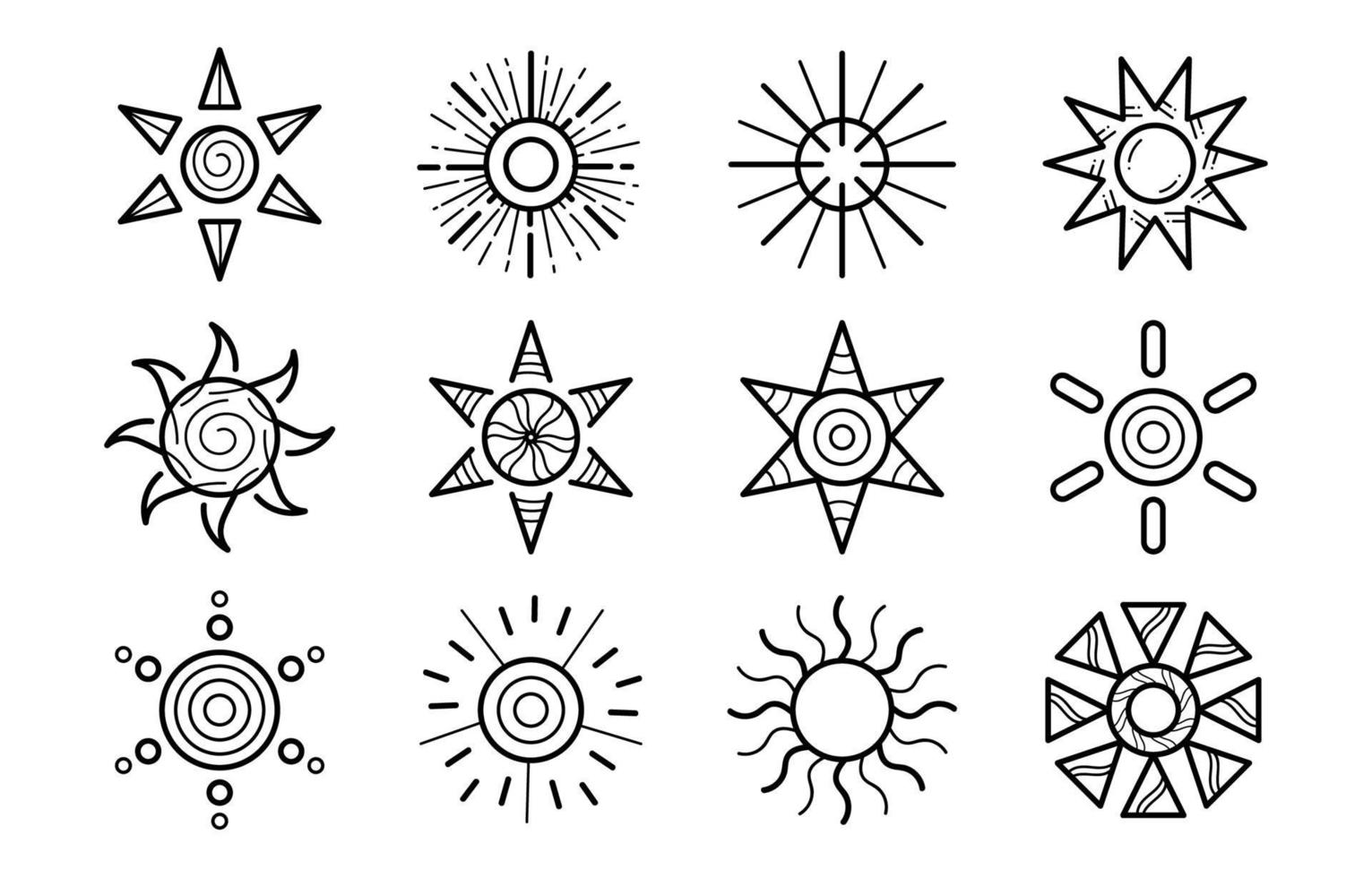 bosquejo expresivo del garabato del icono del sol vector