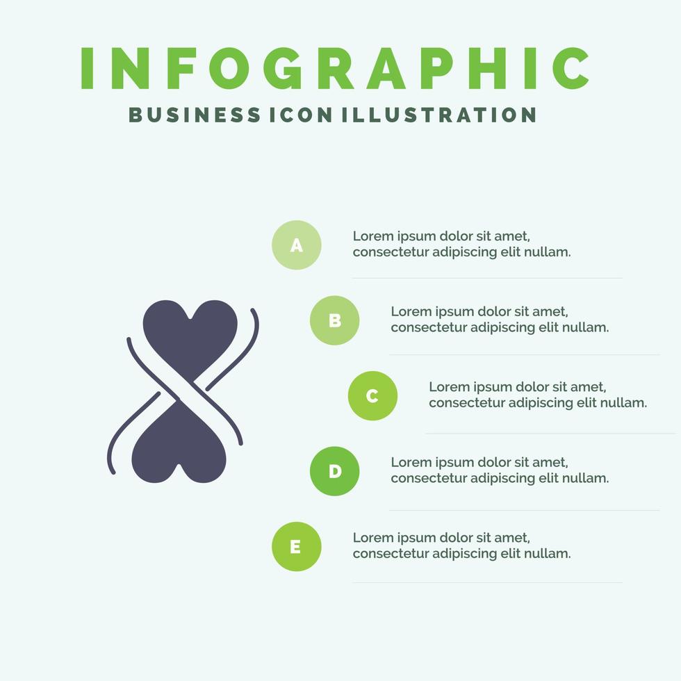 Heart Eight Typography Infographics Presentation Template 5 Steps Presentation vector