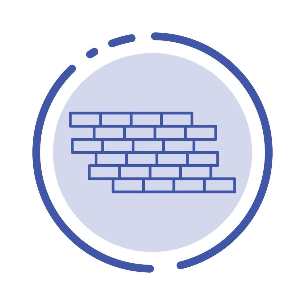 Firewall Security Wall Brick Bricks Blue Dotted Line Line Icon vector