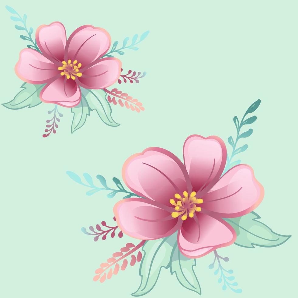 pink beautiful flowers, pattern in boho cartoon style ,seamless pattern vector