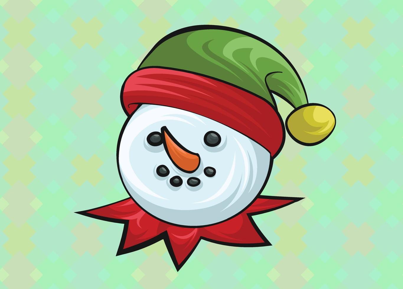 Winter holidays illustration. Cute cartoon Snowman in the hat and scarf. Christmas, New Year symbol. Can be printed on T-shirts, bags, posters, invitations, cards, phone cases, and pillows. vector