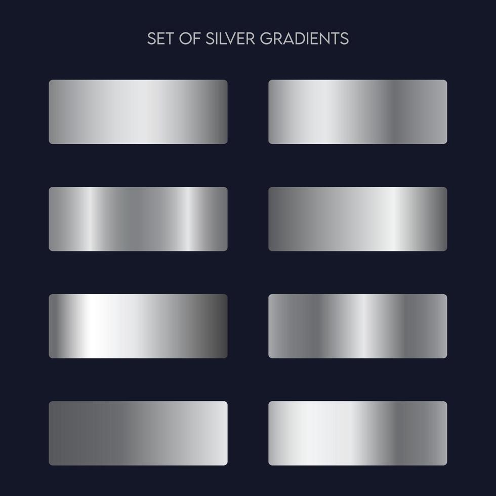 Set of grey silver metallic gradient collection vector