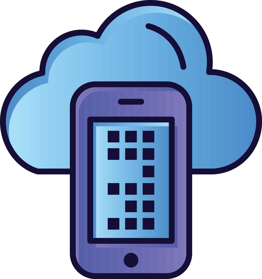 plantilla de banner de icono de vector de icono de color plano de celda móvil de computación en nube