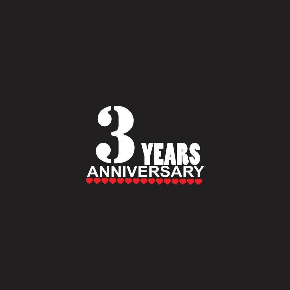 3 years anniversary celebration logotype, hand lettering, 3 year sign, greeting card vector