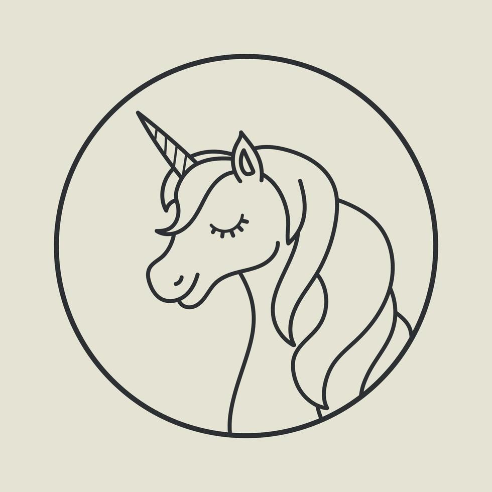 icono de línea de unicornio. caballo magico animal de cuento de hadas. elemento decorativo para niños. ilustración vectorial vector