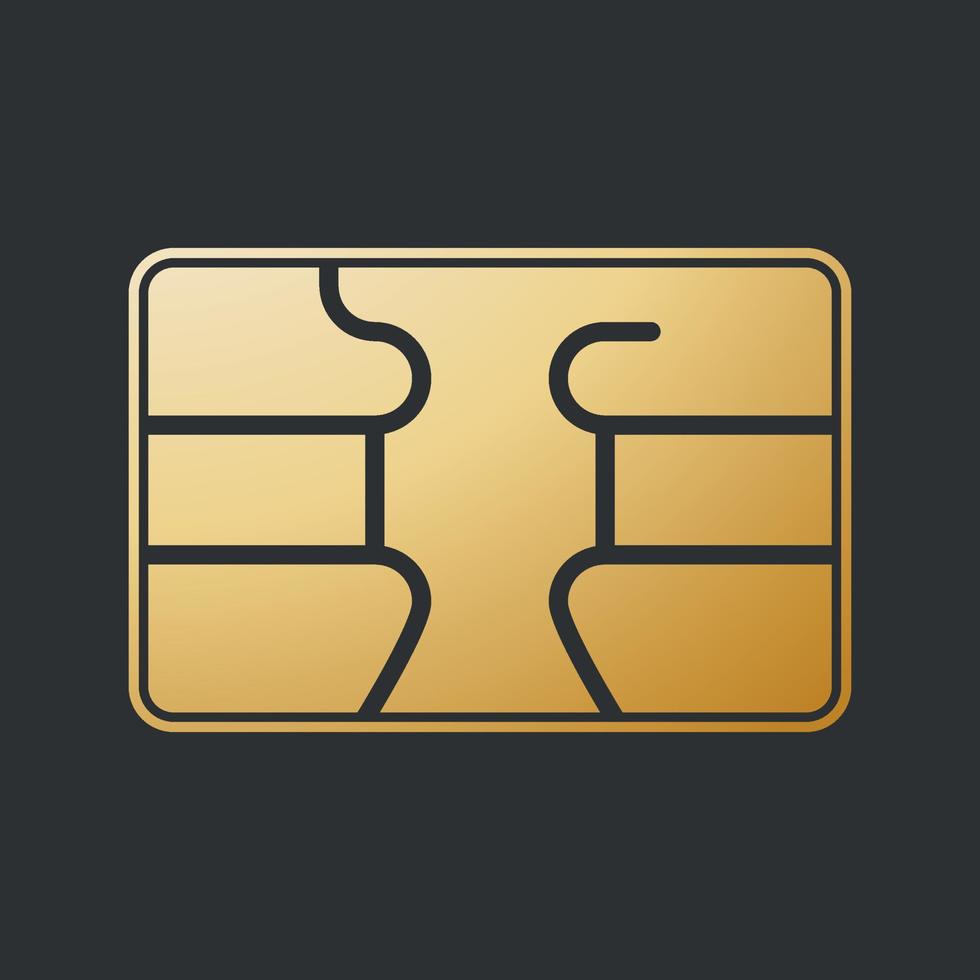 tarjeta con chip sim dorada. microchip para pago o tarjeta de crédito. vector