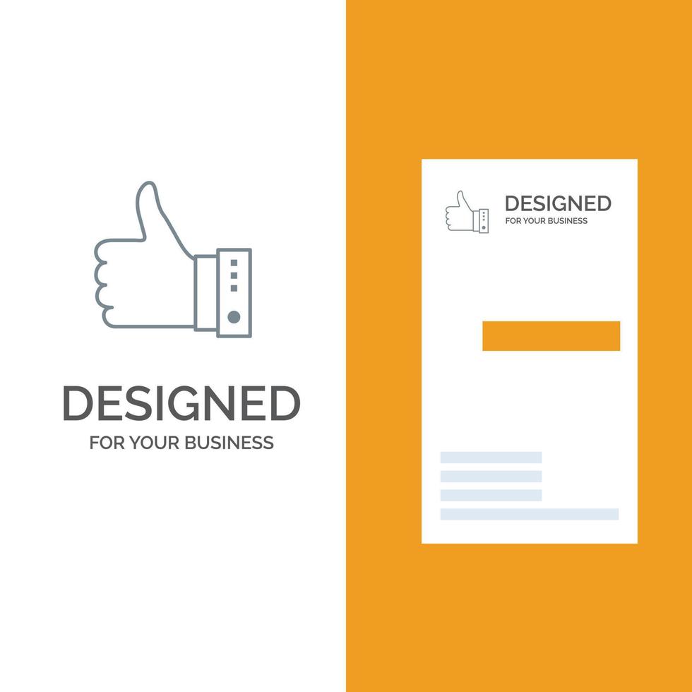 Like Finger Gesture Hand Thumbs Up Yes Grey Logo Design and Business Card Template vector