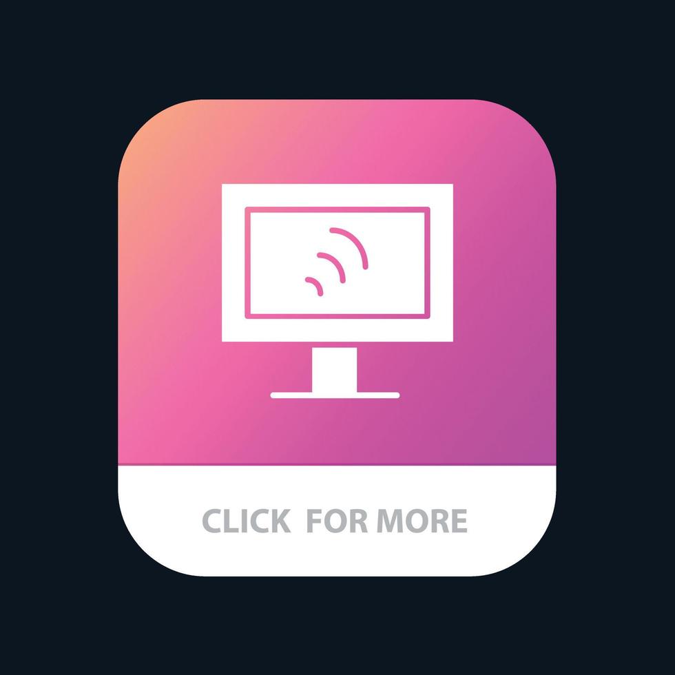 Computer Wifi Service Mobile App Button Android and IOS Glyph Version vector