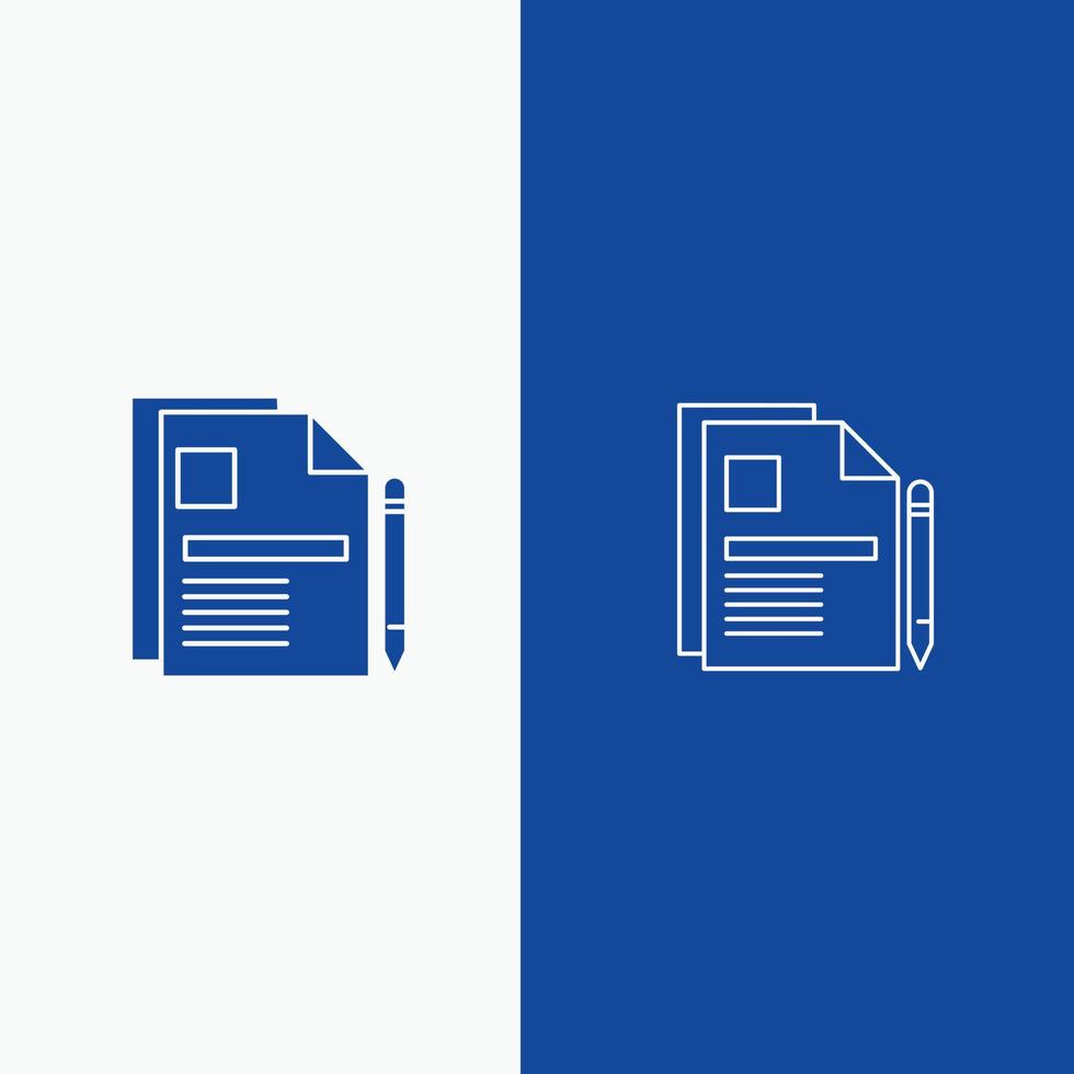 Contract Business Document Legal Document Sign Contract Line and Glyph Solid icon Blue banner Line a vector